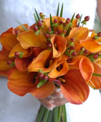 Orange flower wedding bouquets